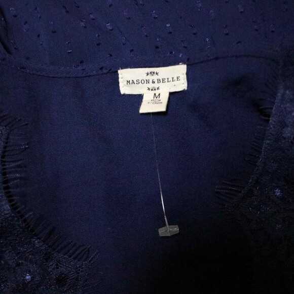 STITCH FIX Mason & Belle Chiffon Lace BOHO Blouse Royal Blue size Medium NWT! - Picture 3 of 9